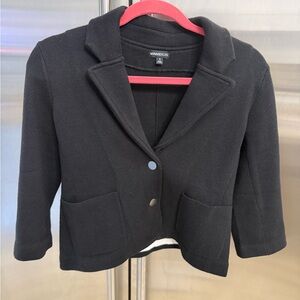 Minnie Rose  Shrunken Knit Blend Black Blazer Jacket